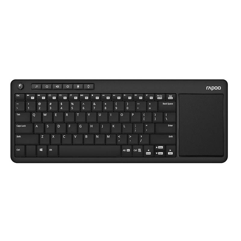 Rapoo K2600 2.4G Wireless Touch Keyboard Slim Keyboards with Big Touch Pad Panel for Smart TV/Laptop/Computer/Tablet