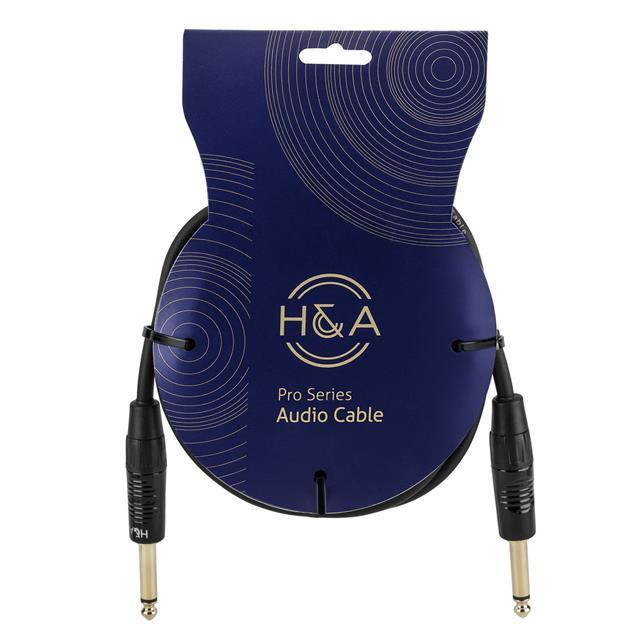 H&A Elite Pro 3' 1/4" Male to 1/4" Male Instrument Cable w/ Rean Gold Connectors