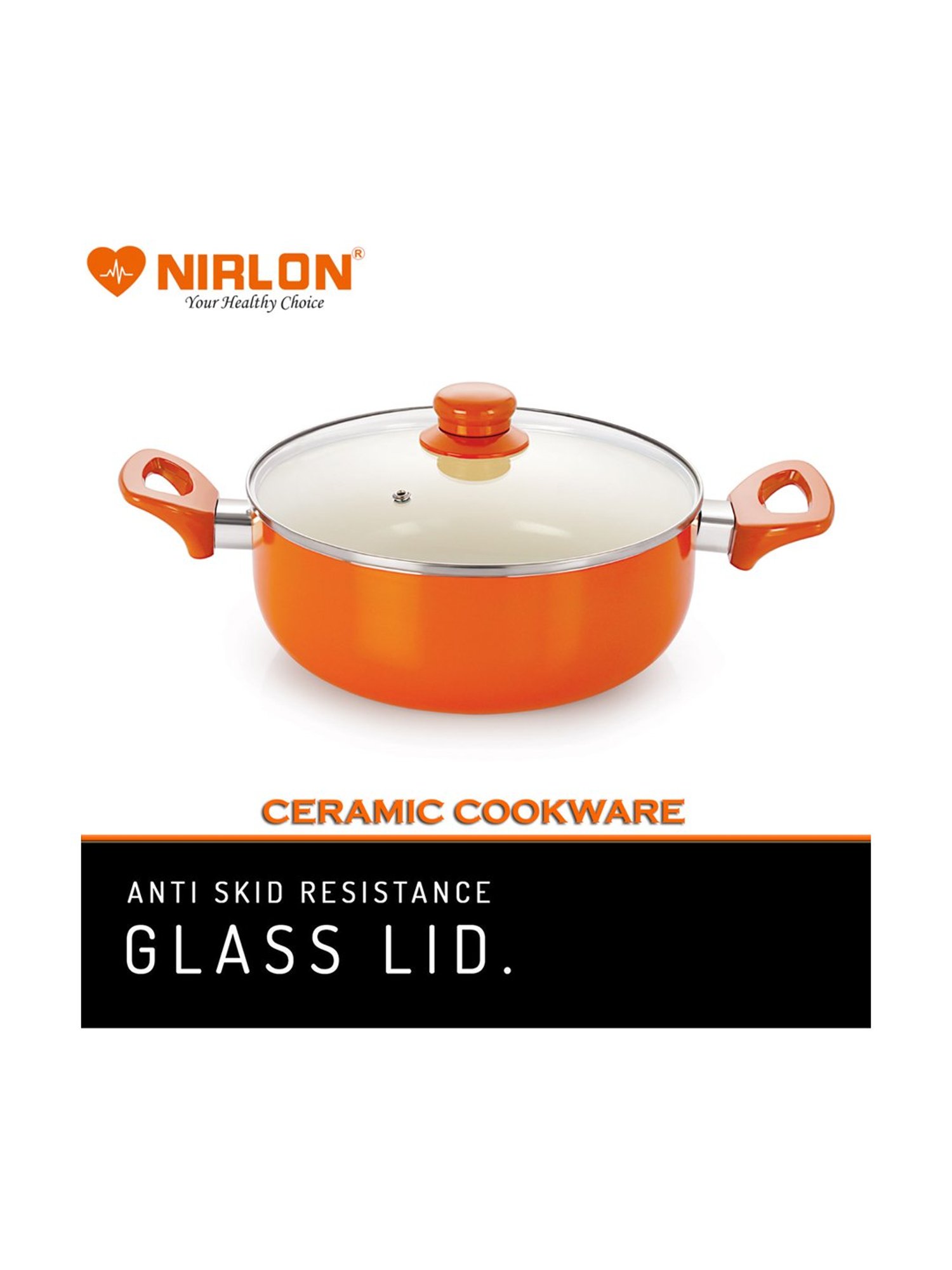 Nirlon Non-Stick Orange Aluminium Cookware & Kitchenware Ceramic Cooking Item set of 2 Pieces