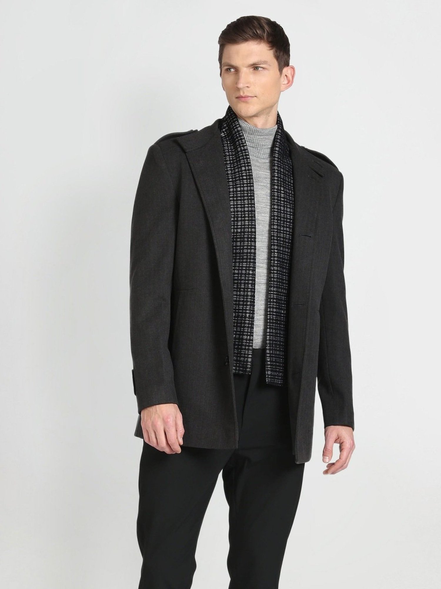 Arrow Sport Charcoal Regular Fit Overcoat