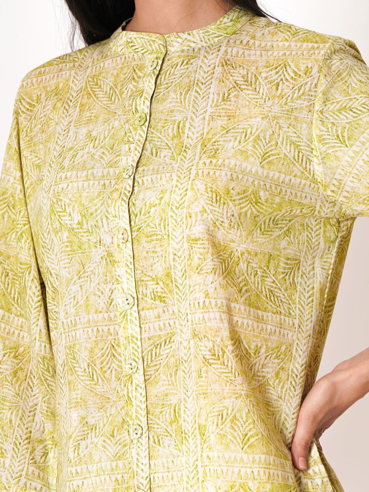 Kameez by Pooja Lime Floral Print Cotton Co-ord Set (Set of 2)