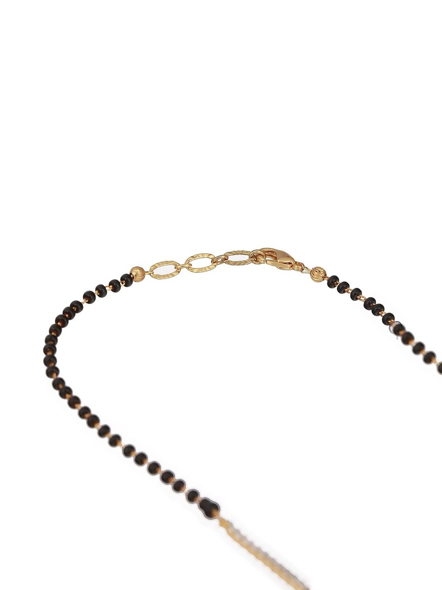 Abdesigns Gold-Plated American Diamond & Black Beaded Mangalsutra