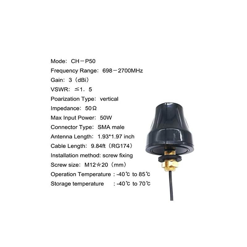 Mushroom 2G 3G 4G LTE Antenna Waterproof IP67 Antenna Omni-Directional Screw-Mount LTE Antenna SMA Male RG174 9.8ft