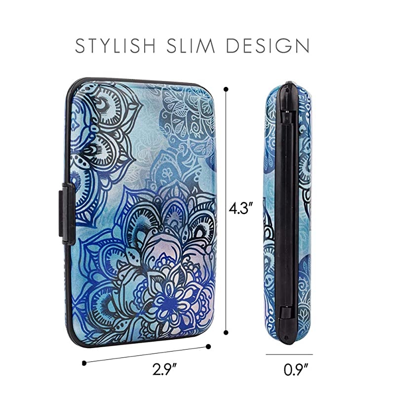 RFID Blocking Business Card Holder Card Organizer Credit Card Protector Aluminum ID Case Slim Metal Wallet for Women or Men (Black)