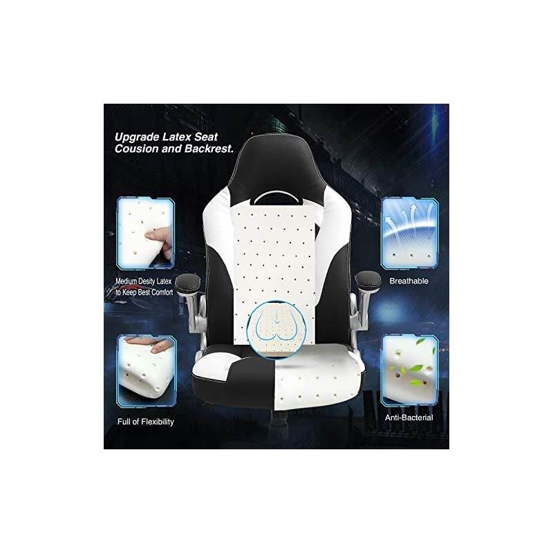 Gaming Chair, Larger Size Ergonomic Swivel Racing Executive High Back Office Chair with 3D armrests- Adjustable Headrest and Lumbar Support, Big and Tall Hold Up to 350lb (Black)