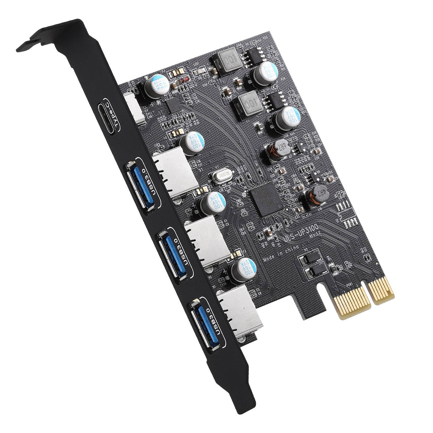 PCI-E to USB3.0+Type C Expansion Card (PCIe Card) 3 Ports Super-speed USB 3.0 PCI Expansion Card for Windows MAC