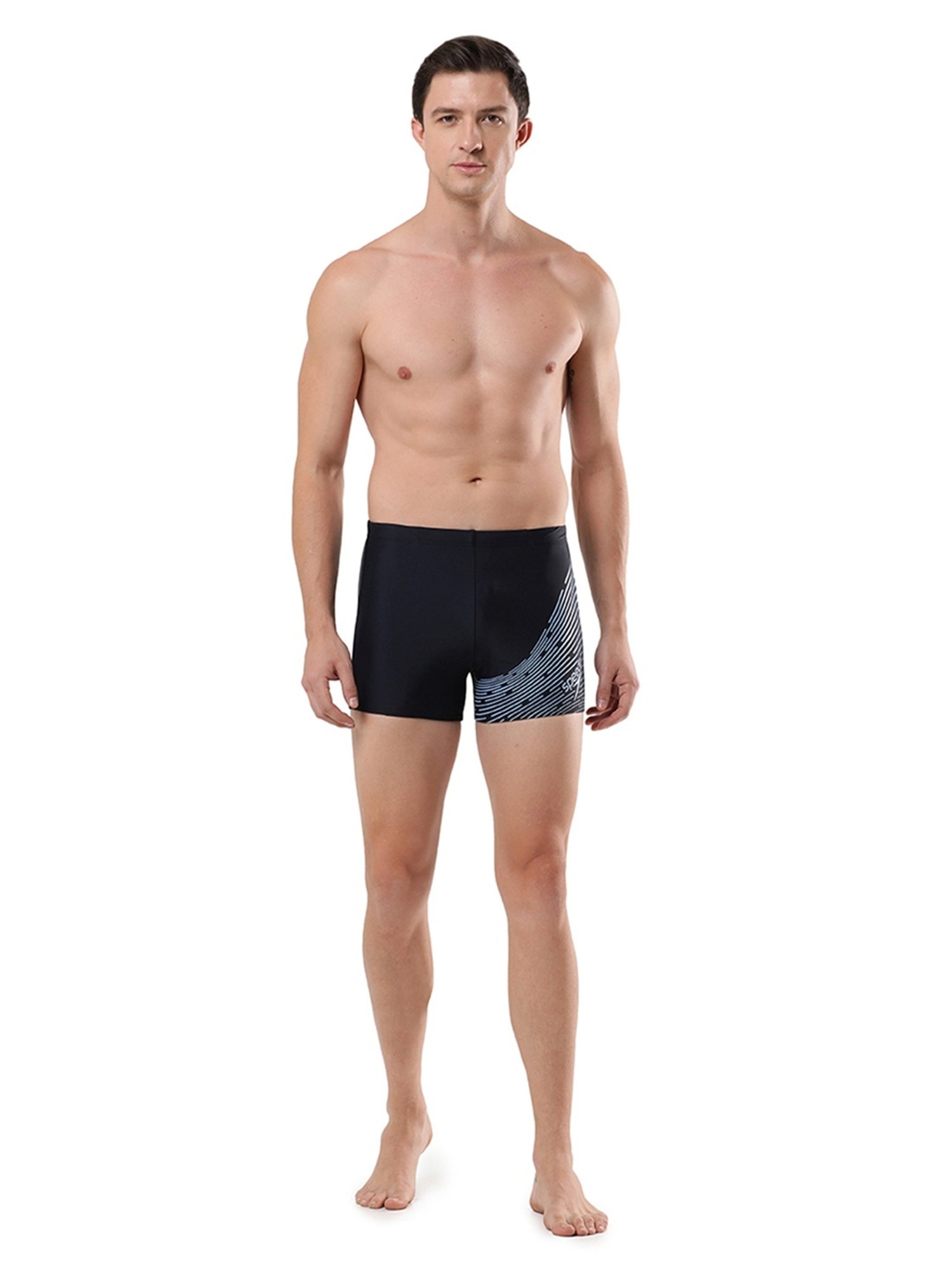 Speedo Navy Regular Fit Self Pattern Swimwears