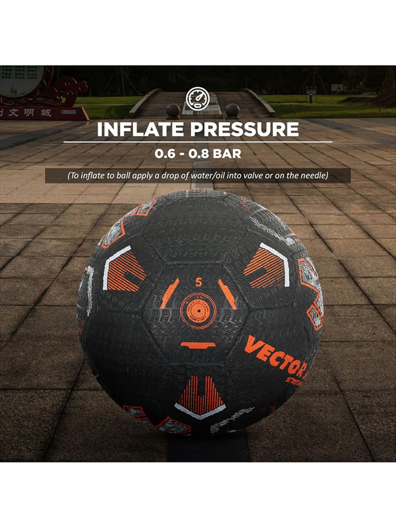 Vector X STREET-MANIA Football (Black & Orange) Size - 5