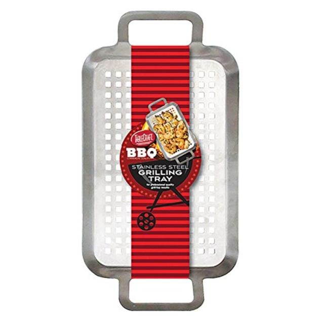 tablecraft 13.5" stainless steel grilling pan with handles | great for outdoor barbecues and grills