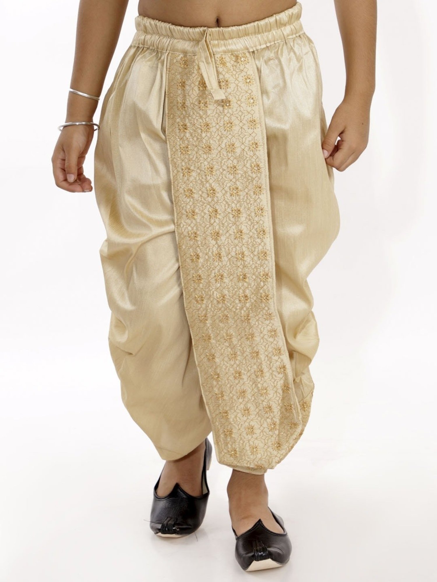 VASTRAMAY Kids Golden Embroidered Dhoti