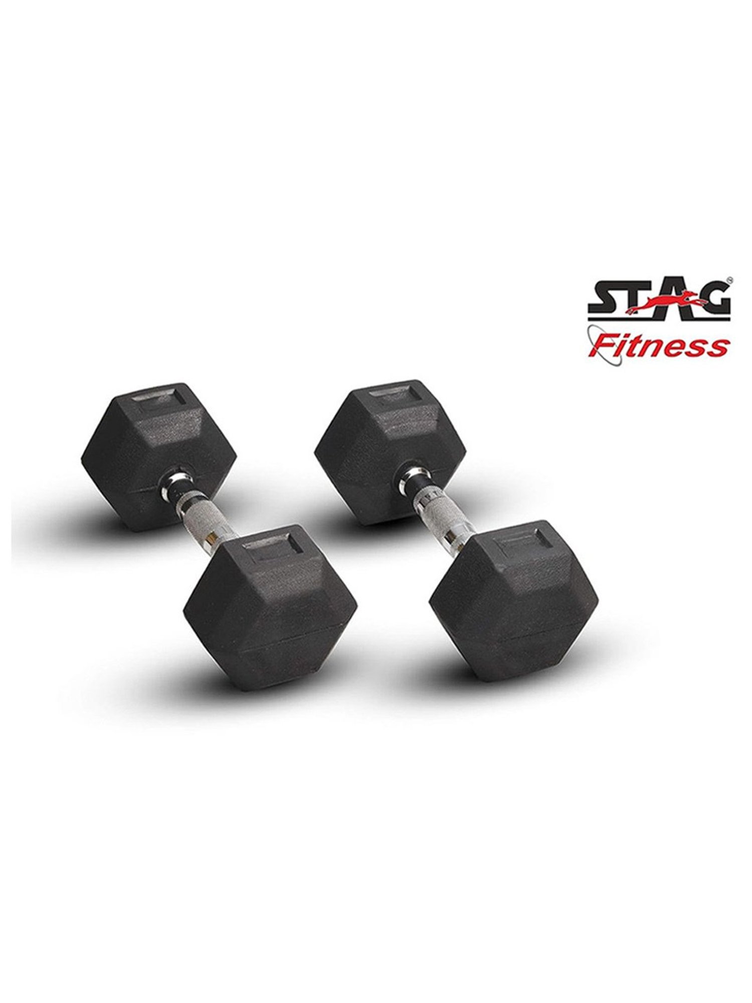 Stag Global Set of 2 Hexagonal Fixed Dumbbells (Black) Size - 10X30