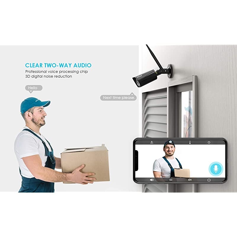 Security Camera Wireless WiFi Home IP Surveillance Camera with IP66 Waterproof 1080P 30m IR Night Vision TwoWay Audio Remote ViewiOS Android PC