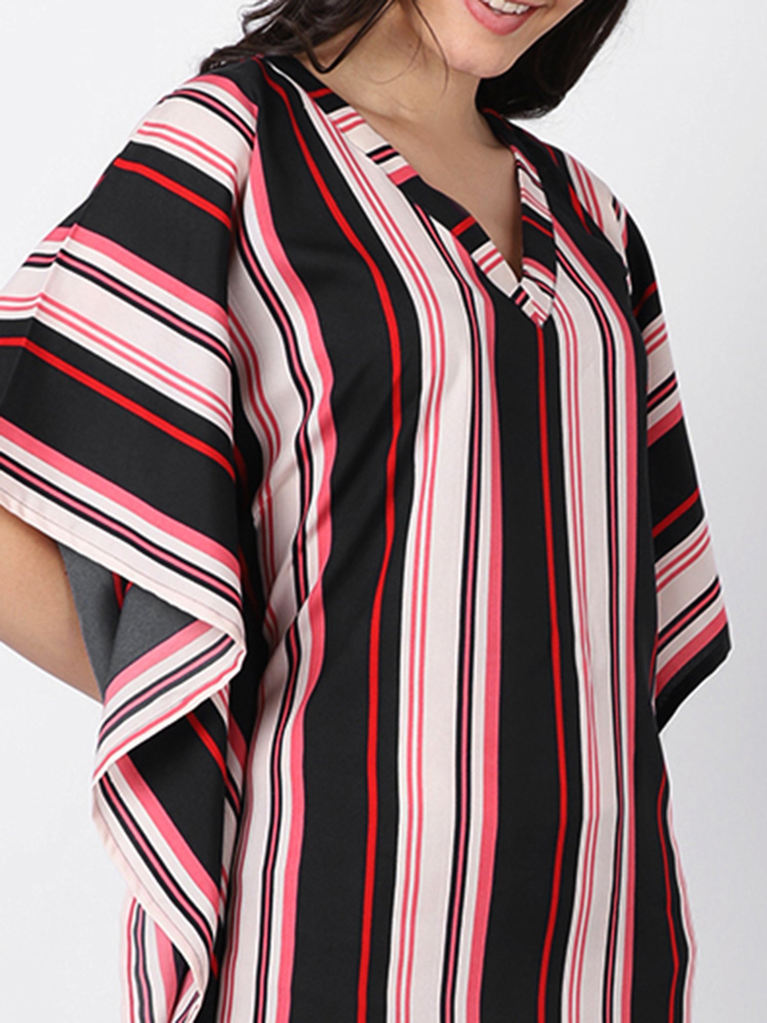 Erotissch Multicolor Striped Beachwear Kaftan Dress