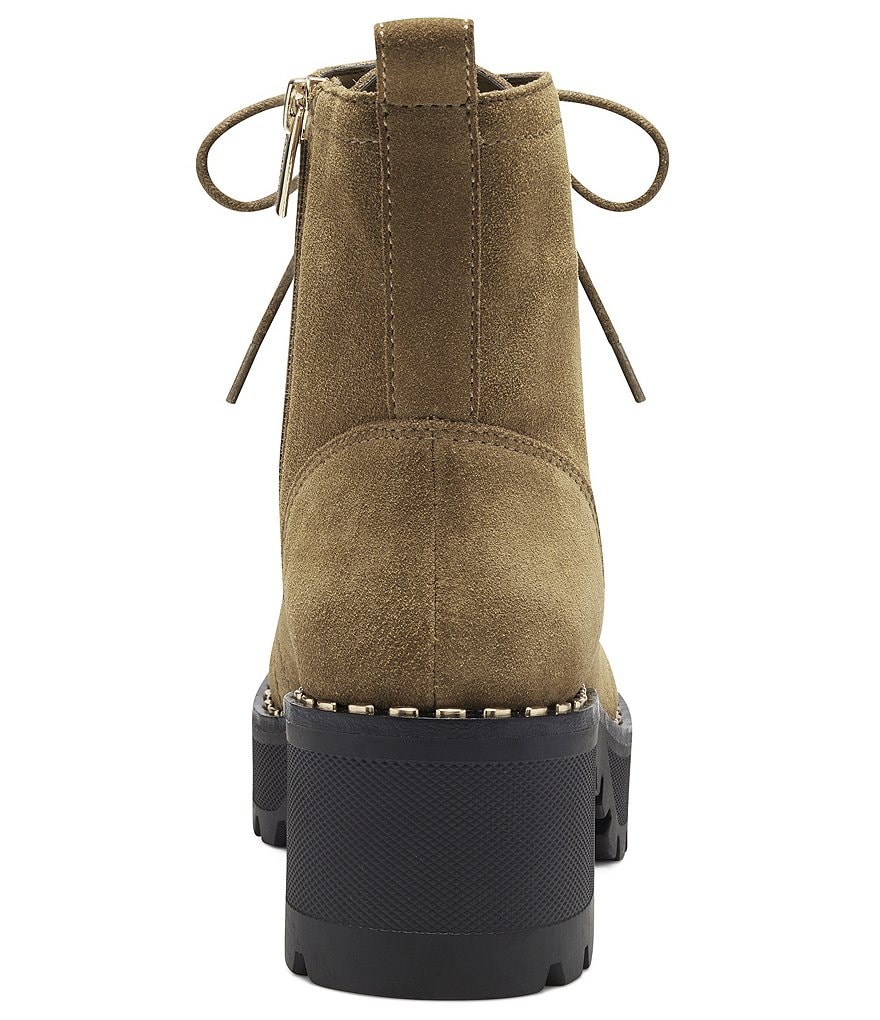 Vince Camuto Mecale Stud Trim Suede Block Heel Lug Sole Combat Booties