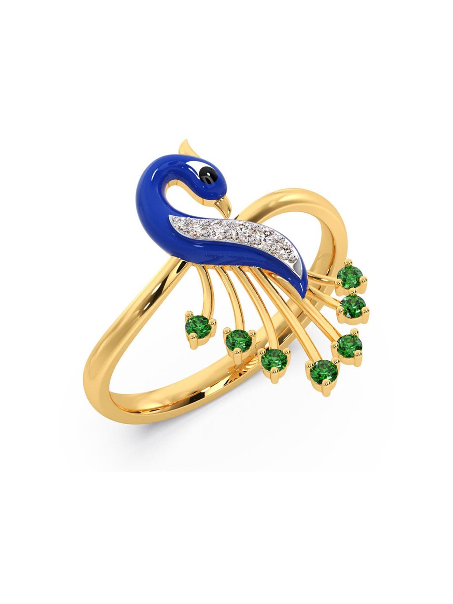 Candere by Kalyan Jewellers Peacock Collection 18k Yellow Gold and Diamond Ring for Women