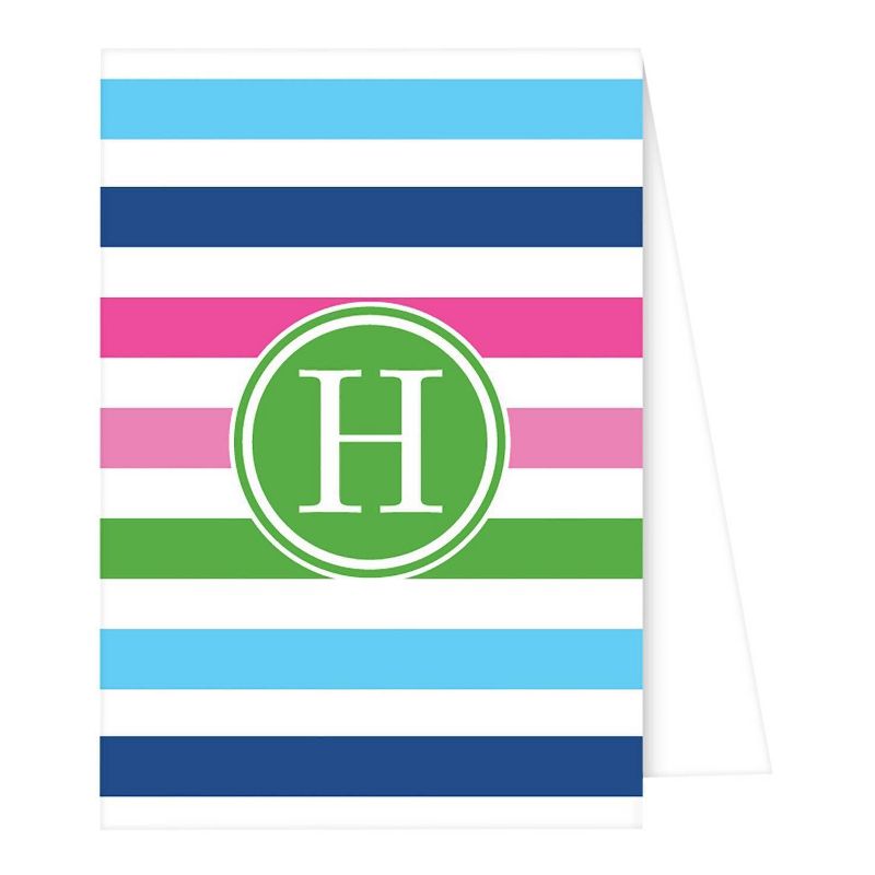 Note Cards - Preppy Stripe Monogram - H