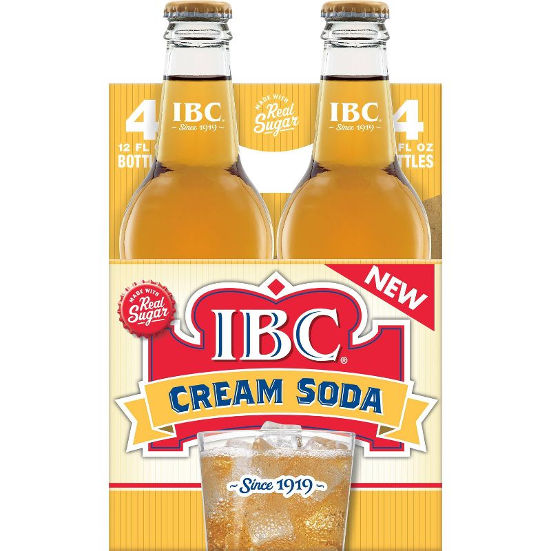 I.B.C. Cream Soda Made with Sugar - 4pk/12 fl oz Glass Bottles
