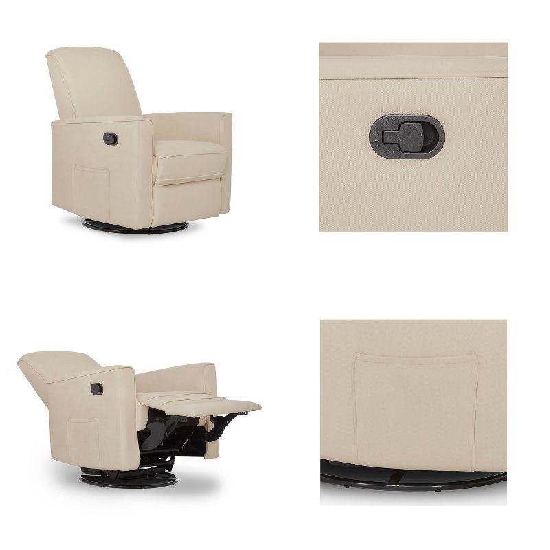 Evolur Seattle Upholstered Swivel Glide Recliner - White