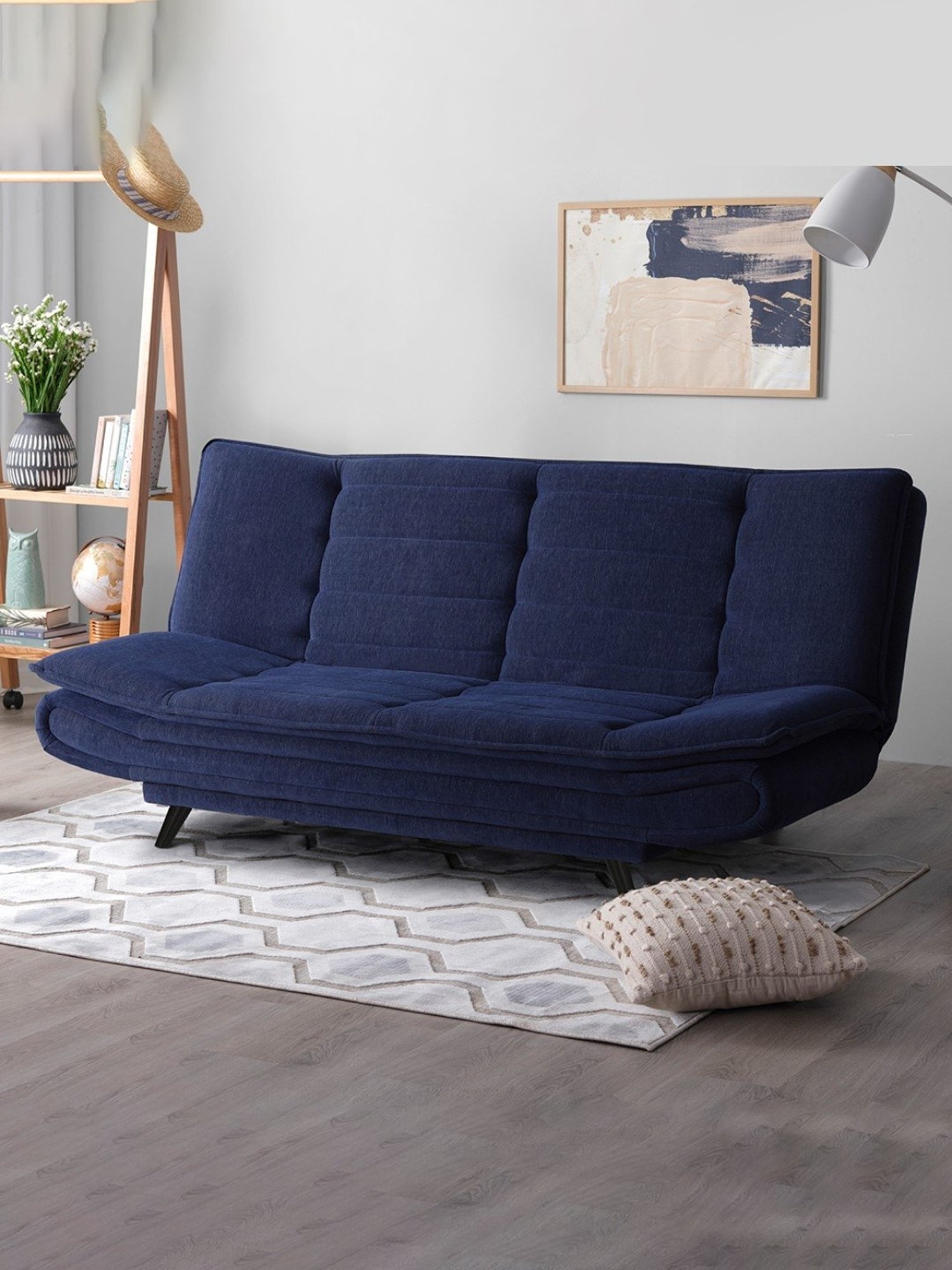 Sleepyhead Ink Blue Fabric Foldable 3 Seater Sofa Cum Bed