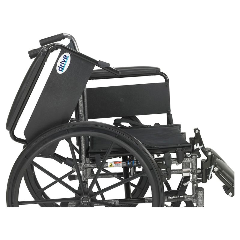 Drive Medical Cruiser III Light Weight Wheelchair with Flip Back Removable Arms, Full Arms, Elevating Leg Rests, 18" Seat