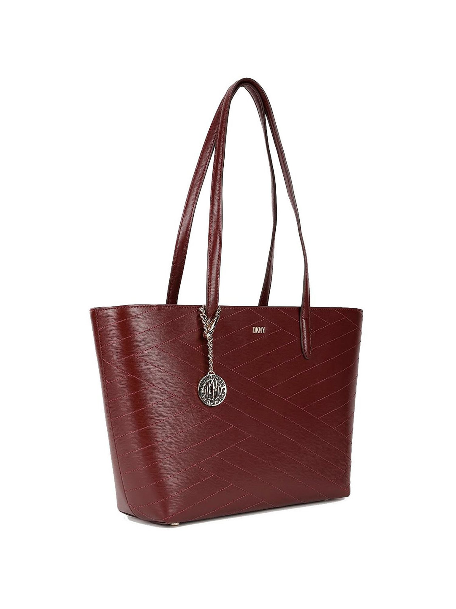Dkny Red Leather Textured Tote Handbag