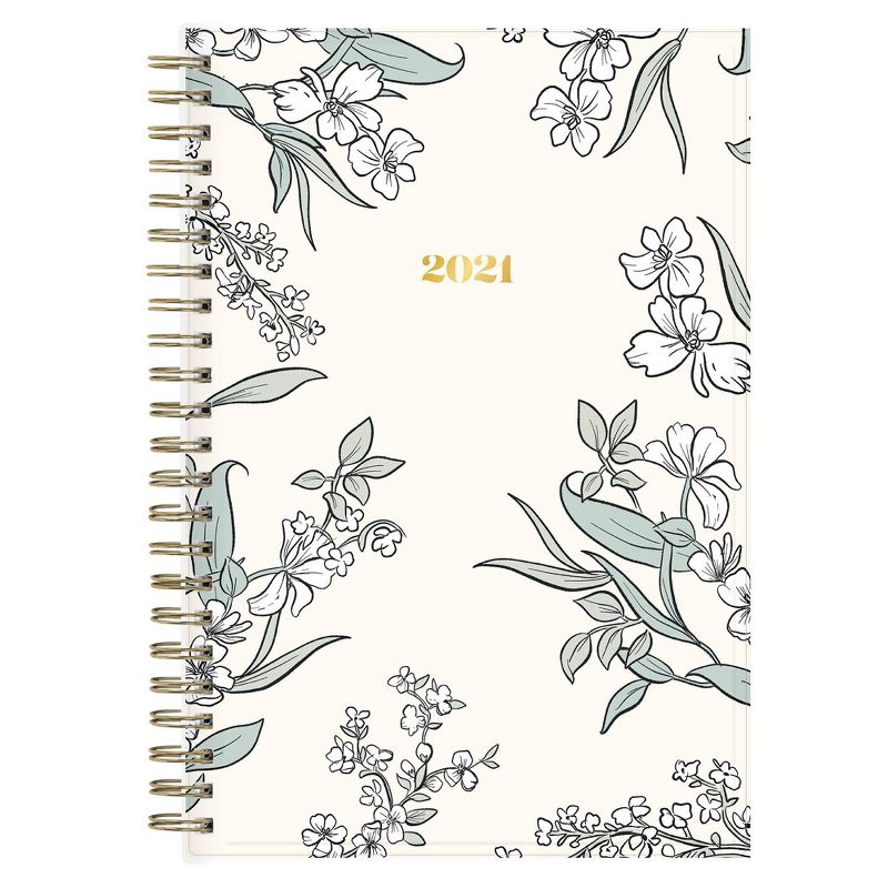 2021 The Everygirl Planner 5" x 8" Clear Plastic Cover Weekly/Monthly Wirebound Tuberose - Blue Sky