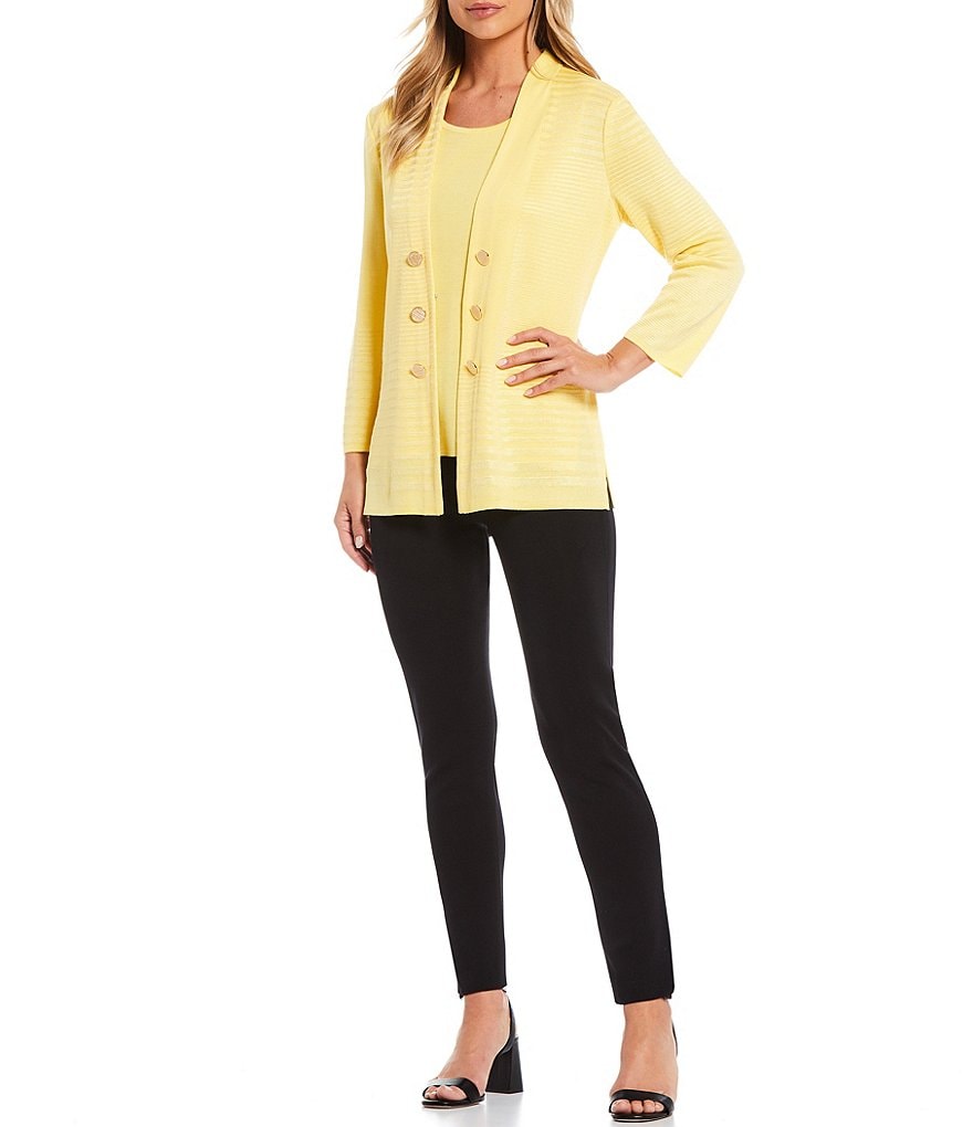 Misook Bracelet Sleeve Mandarin Tonal Jacket