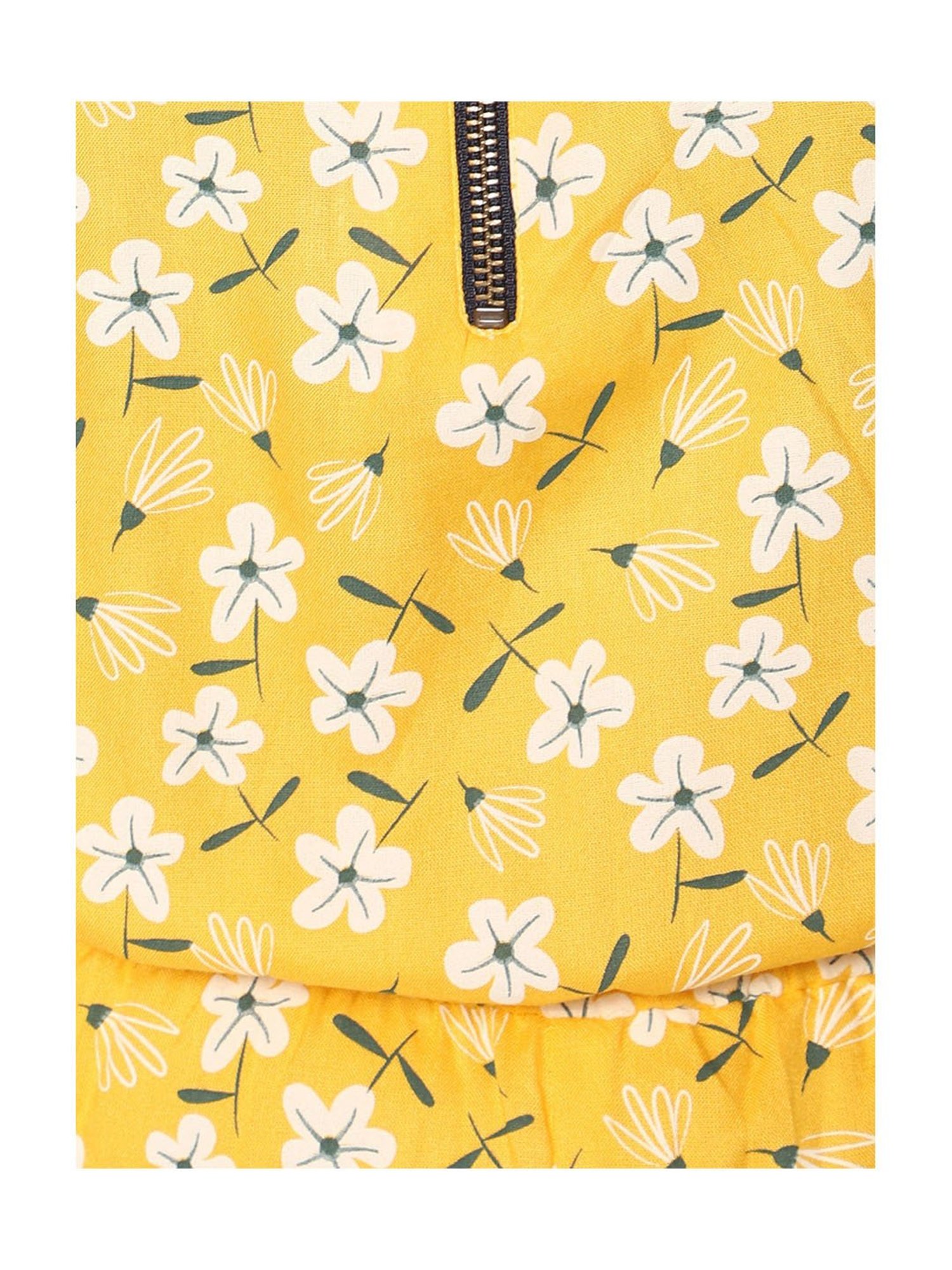 TeenTrums Girls Yellow Floral Print Jumpsuit
