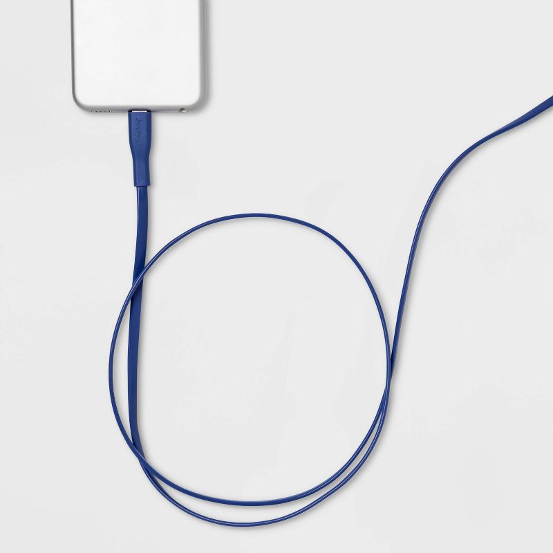 heyday™ 3' USB-C to USB-A Flat Cable - Bright Blue