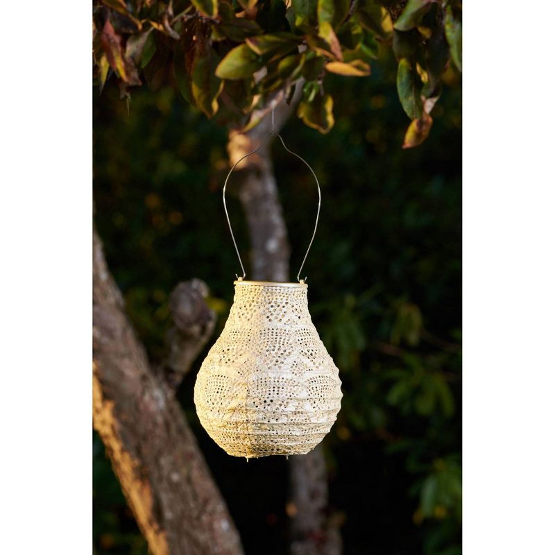 Allsop 8" x 6.5" Soji Stella Bulb Solar Outdoor Lantern Pearl