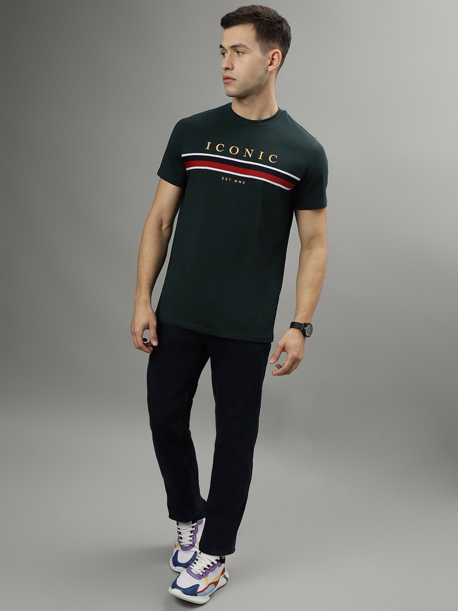 Iconic Men Graphic Print Regular Fit Cotton T-shirt