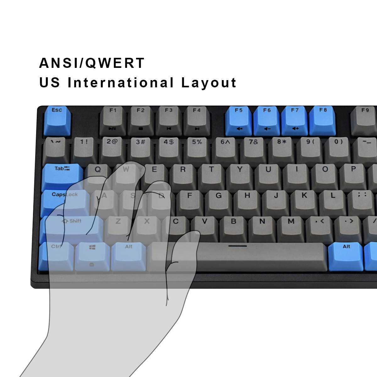 Durgod Taurus K320 TKL Wired Mechanical Gaming Keyboard - 87 Key - Double Shot PBT - NKRO - USB Type C (Cherry Red,Space Grey - Blue)