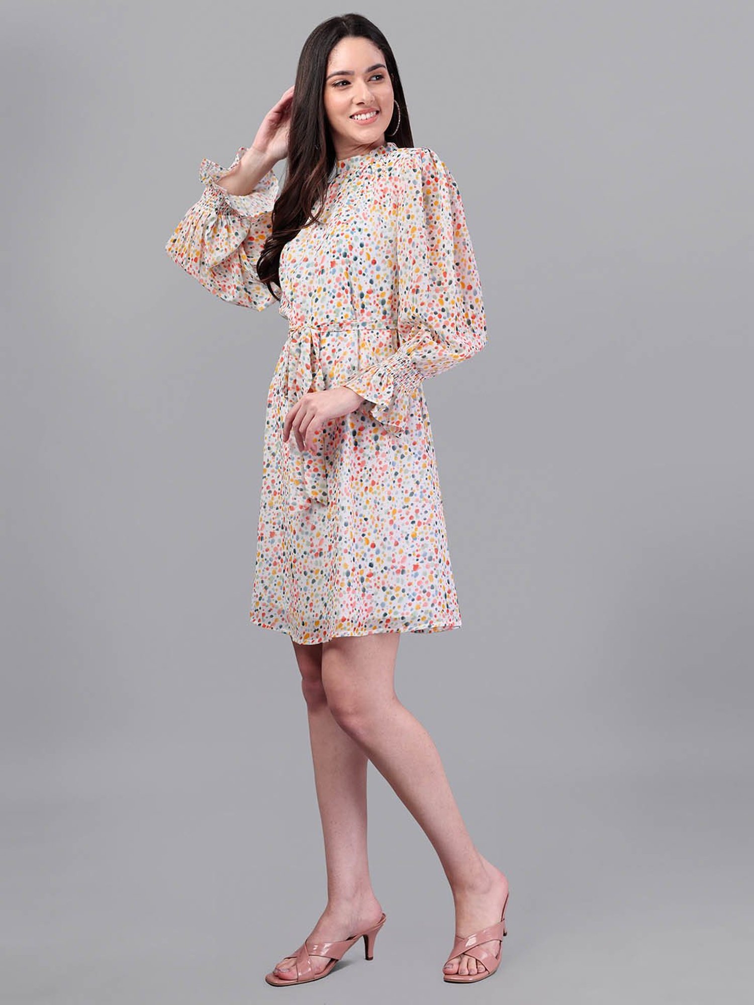 MASAKALI.CO Multicolor Abstract Print A Line Dress