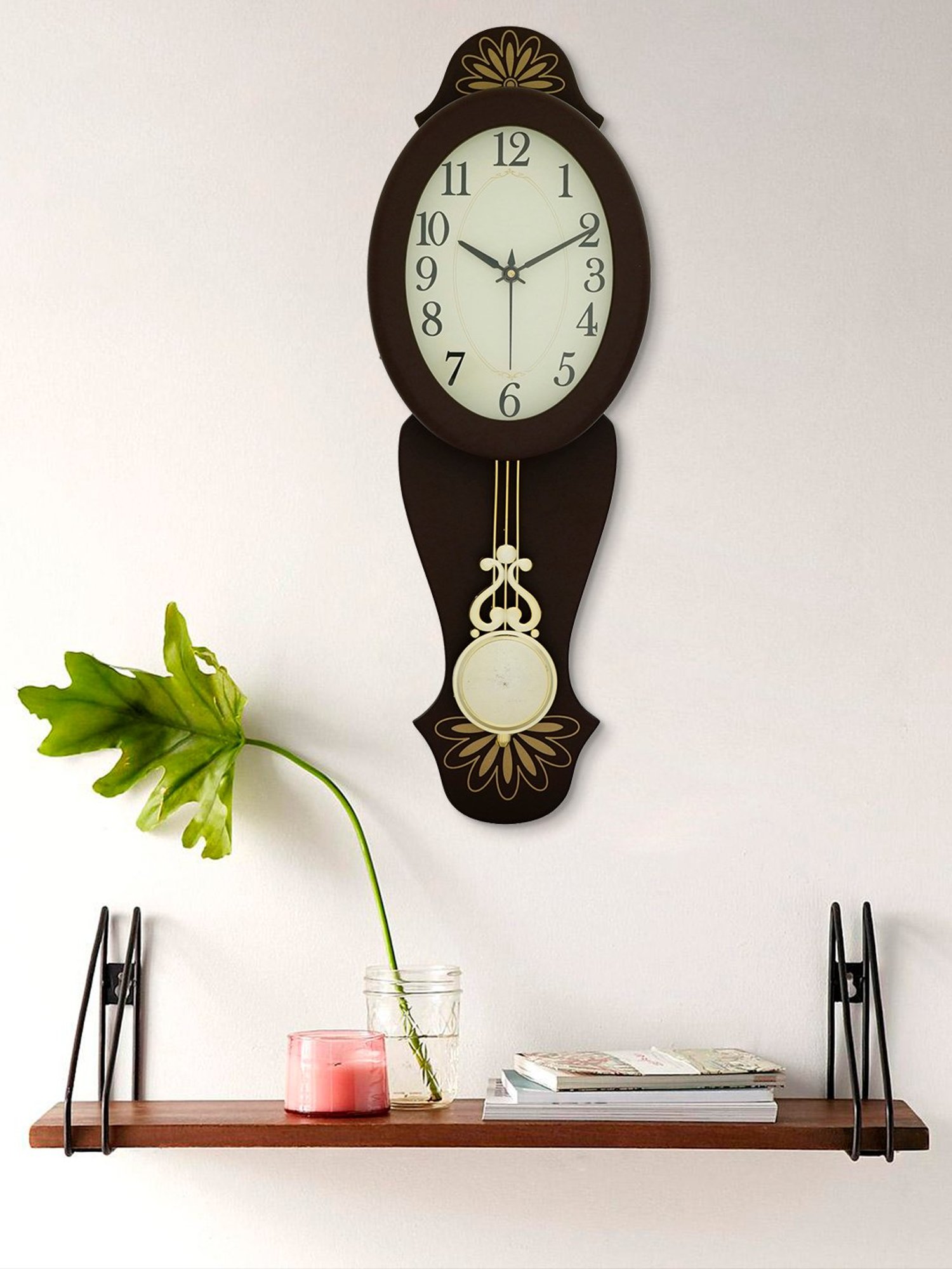 CHRONIKLE Elegant Vertical Brown Wood Wall Clock