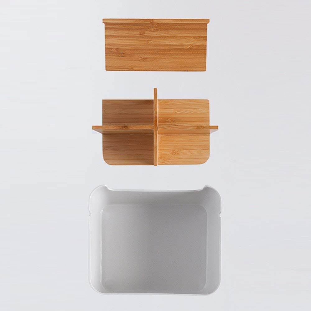 ZEN'S BAMBOO Desk Organizer Multifunction Office Supplies Storage Box Remote Control Holder Bedside Living Room Decor (Desk Organizer-S)