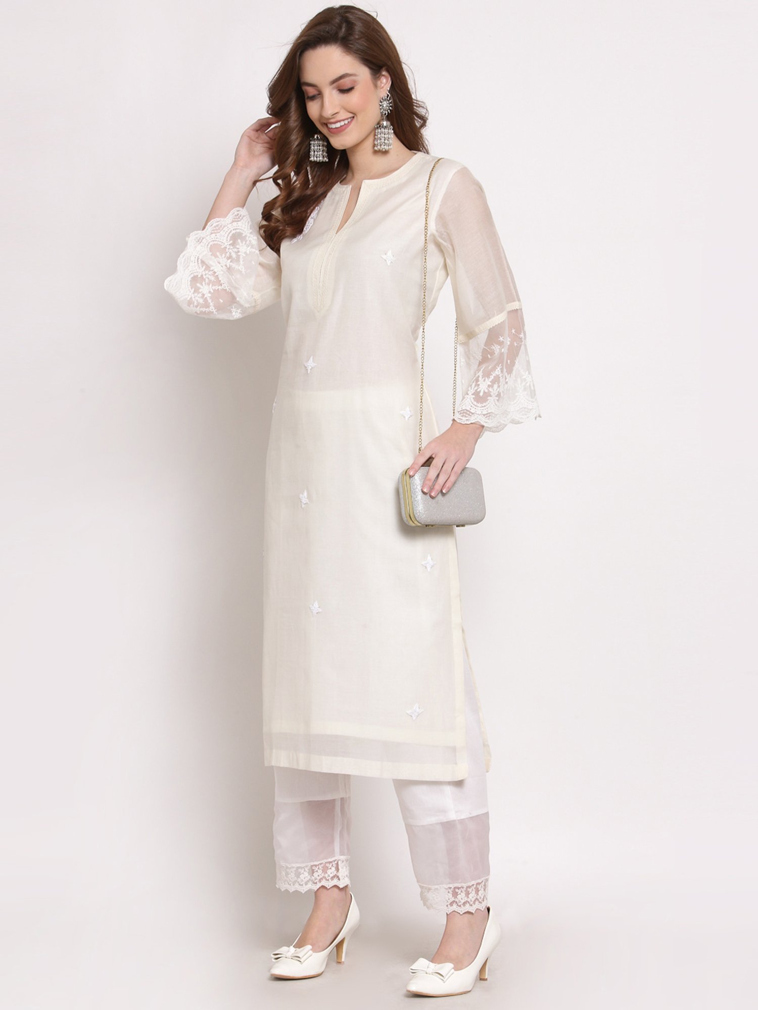 DART STUDIO White Relaxed Fit Palazzos