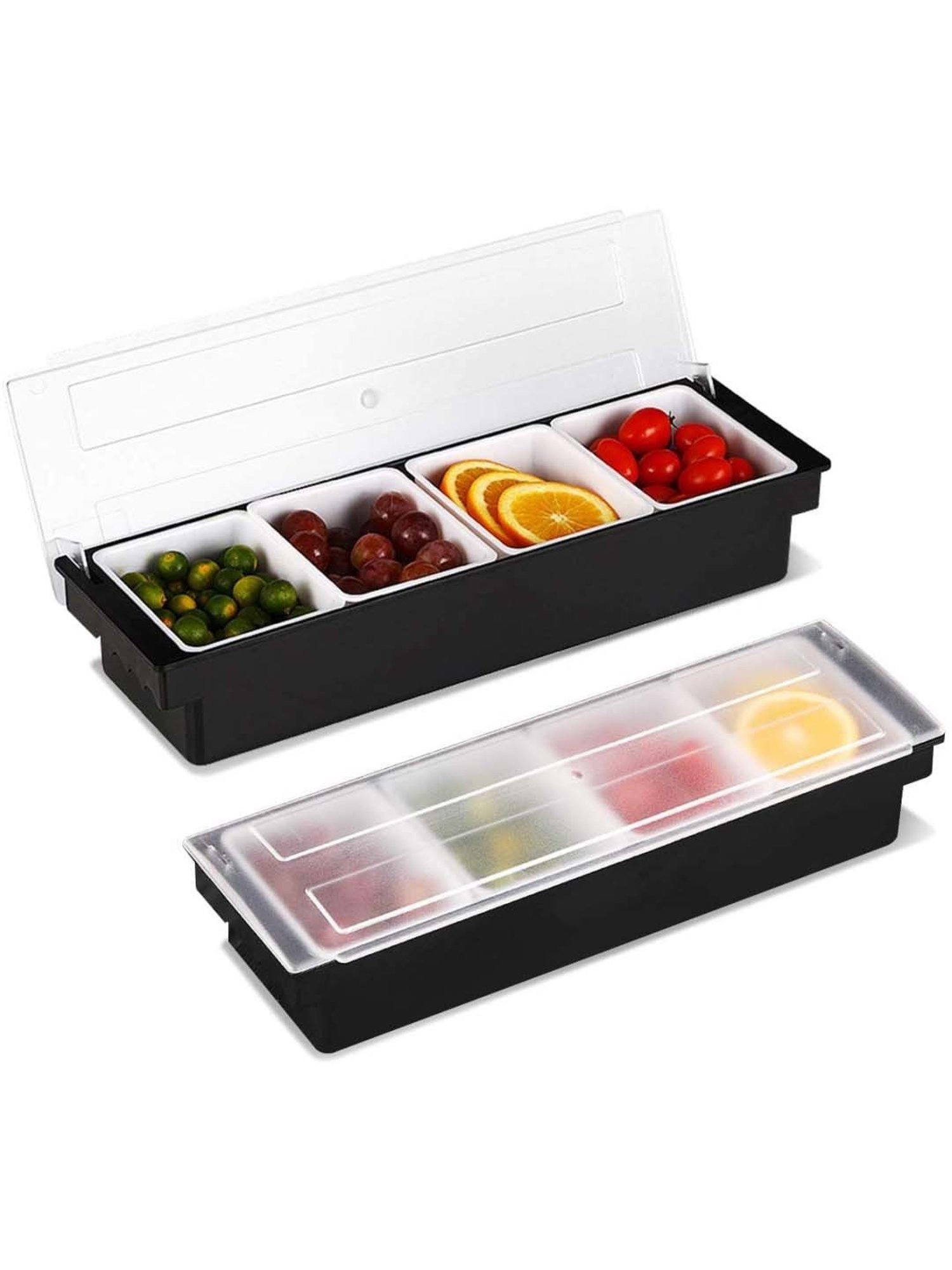 FnS Silver Stainless Steel Condiment Set With Lid And 4 Removable Compartment