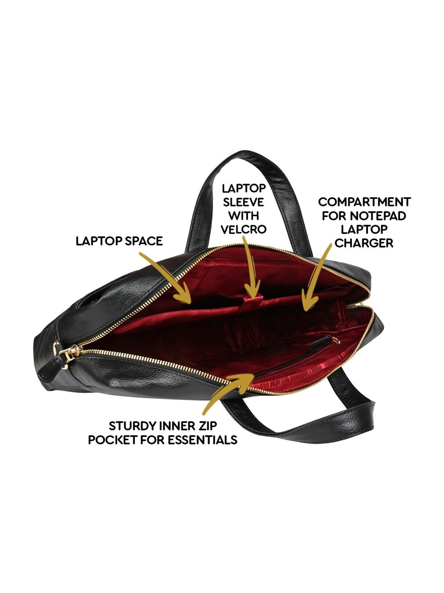 Horra Black PU Large Laptop Messenger Bag