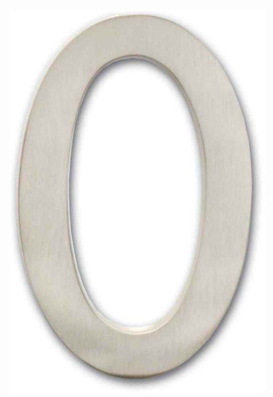 Architectural Mailboxes 3582SN Number 0 Solid Cast Brass 4 inch Floating House Number Satin Nickel "0"