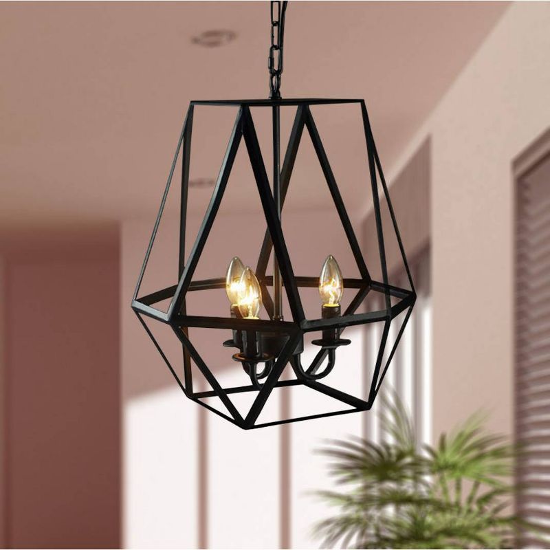 16" x 16" x 19" Shandie Antique Bronze Geometric Edison Chandelier Black - Warehouse of Tiffany