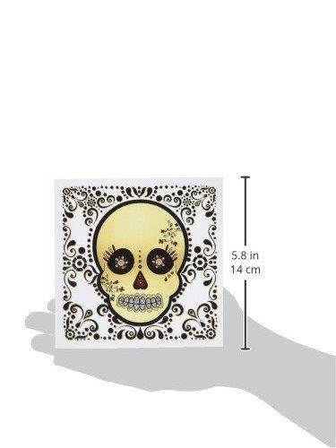 3dRose Sugar Skull Gold and Black - Greeting Cards, 6 x 6 inches, set of 6 (gc_175370_1)