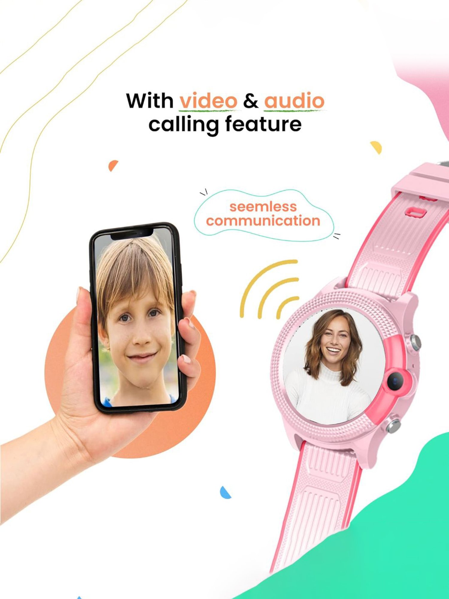 Turet Buttercup GPS Tracker Smartwatch for Kids with IP68 Waterproof 1.4 inch HD Display (Pink)