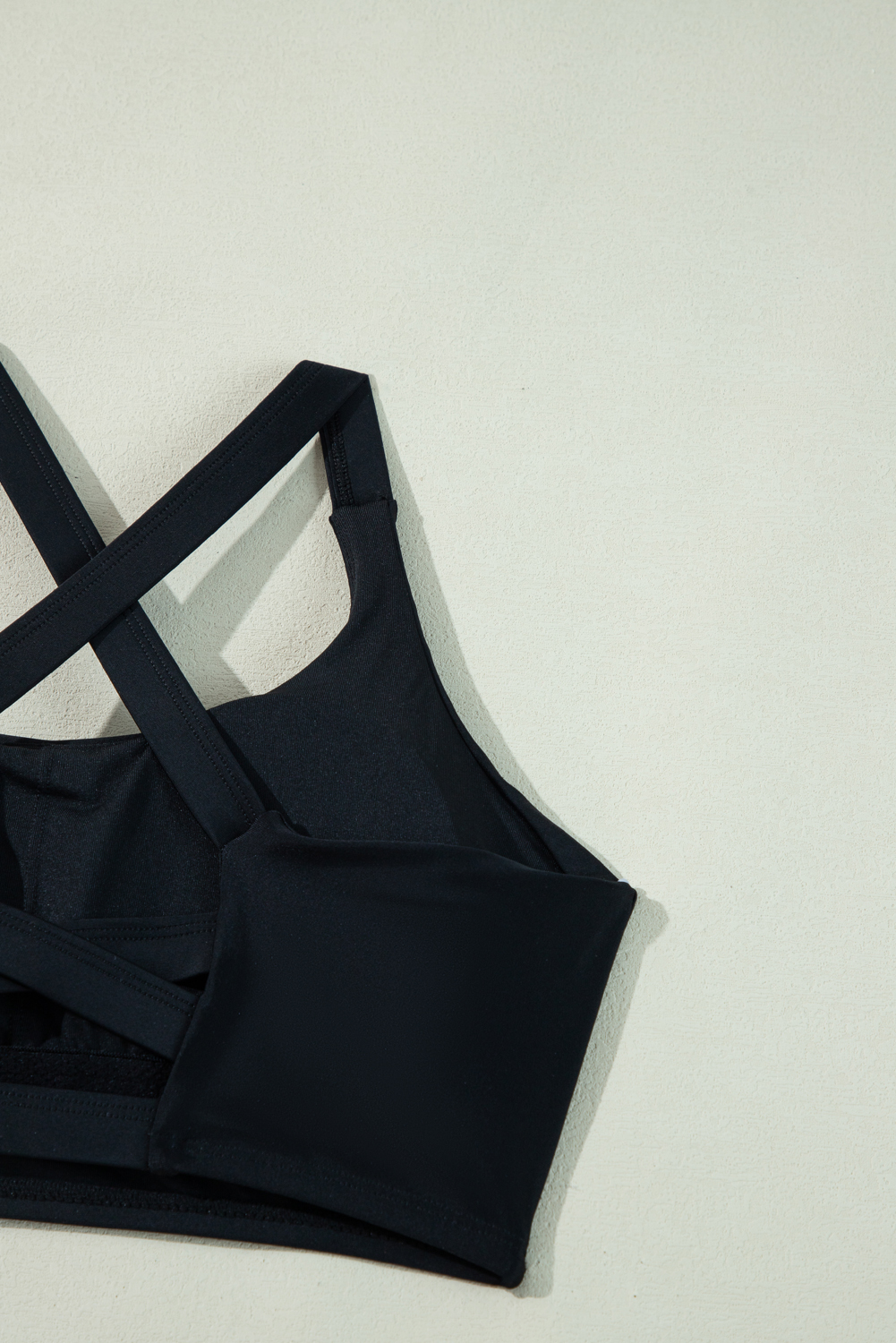 Black Plain Crossover Bikini Tank and Skort Swimwear