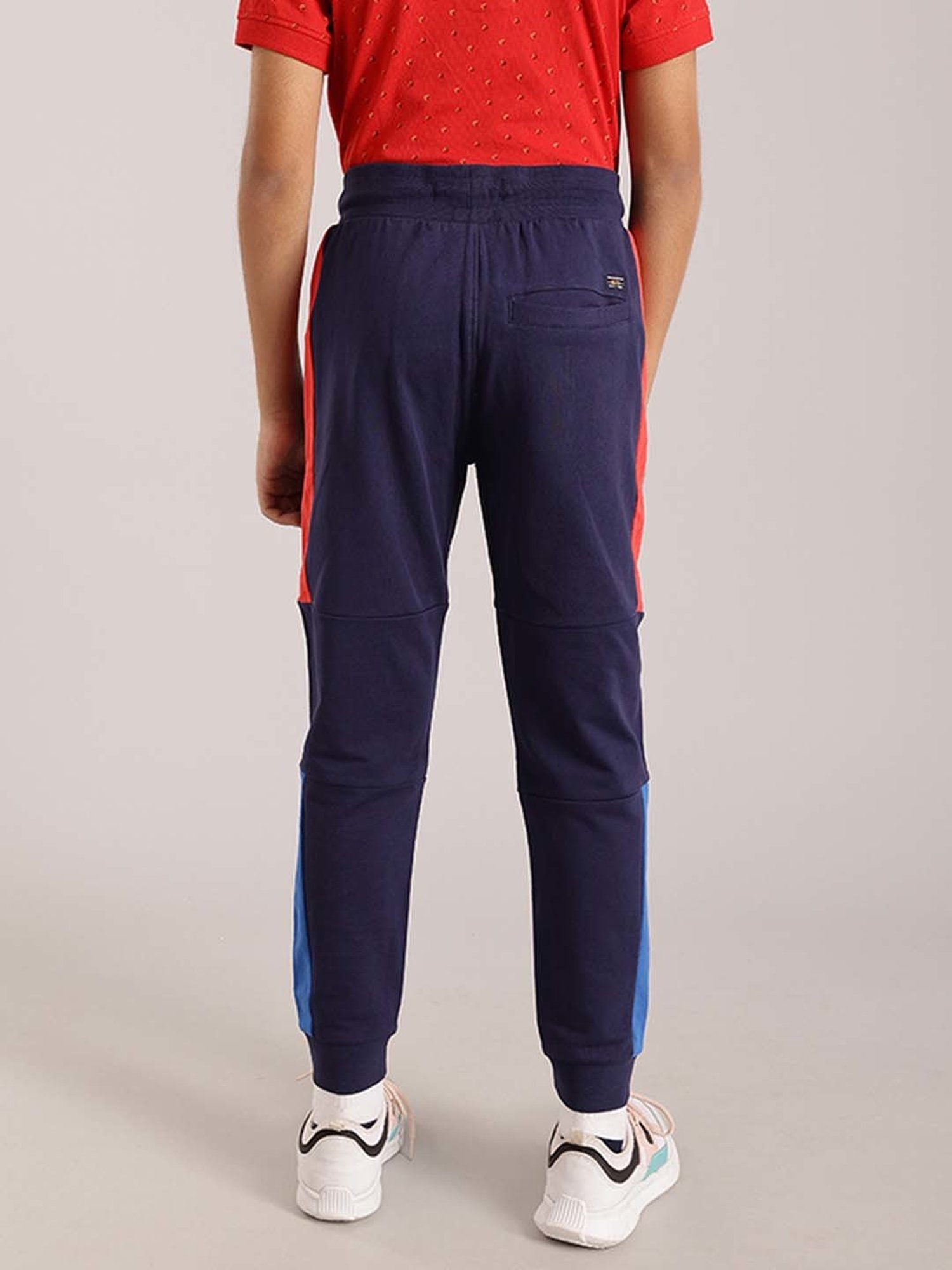 Indian Terrain Kids Navy Cotton Color Block Joggers