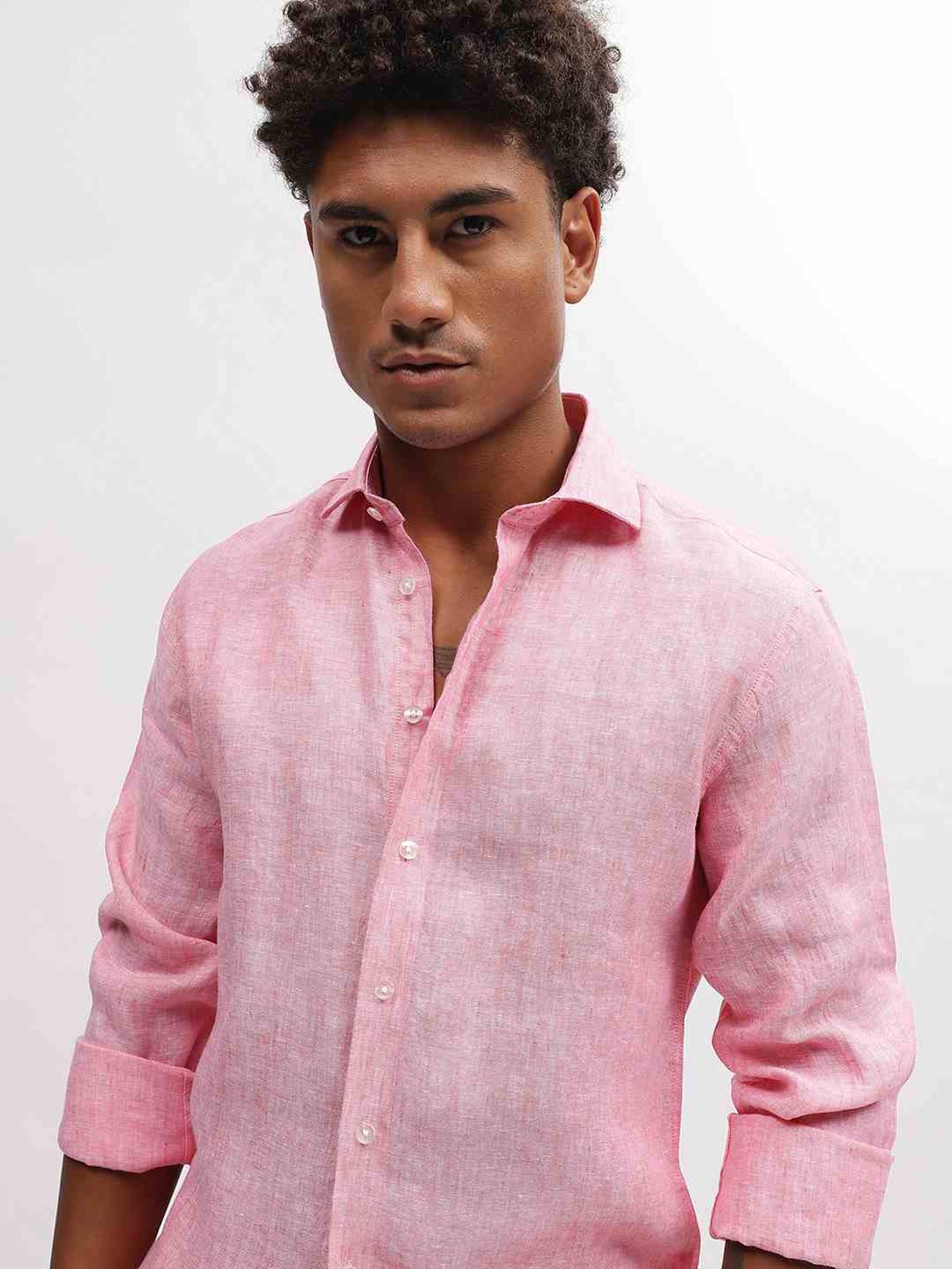 Bruun & Stengade Pink Linen Slim Fit Shirt