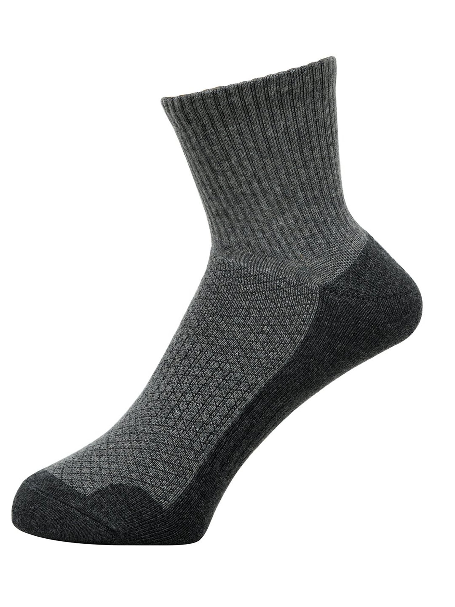 BALENZIA Cushioned Dark Grey & Navy Self Design High Ankle Sports/Gym Socks - Pack of 2