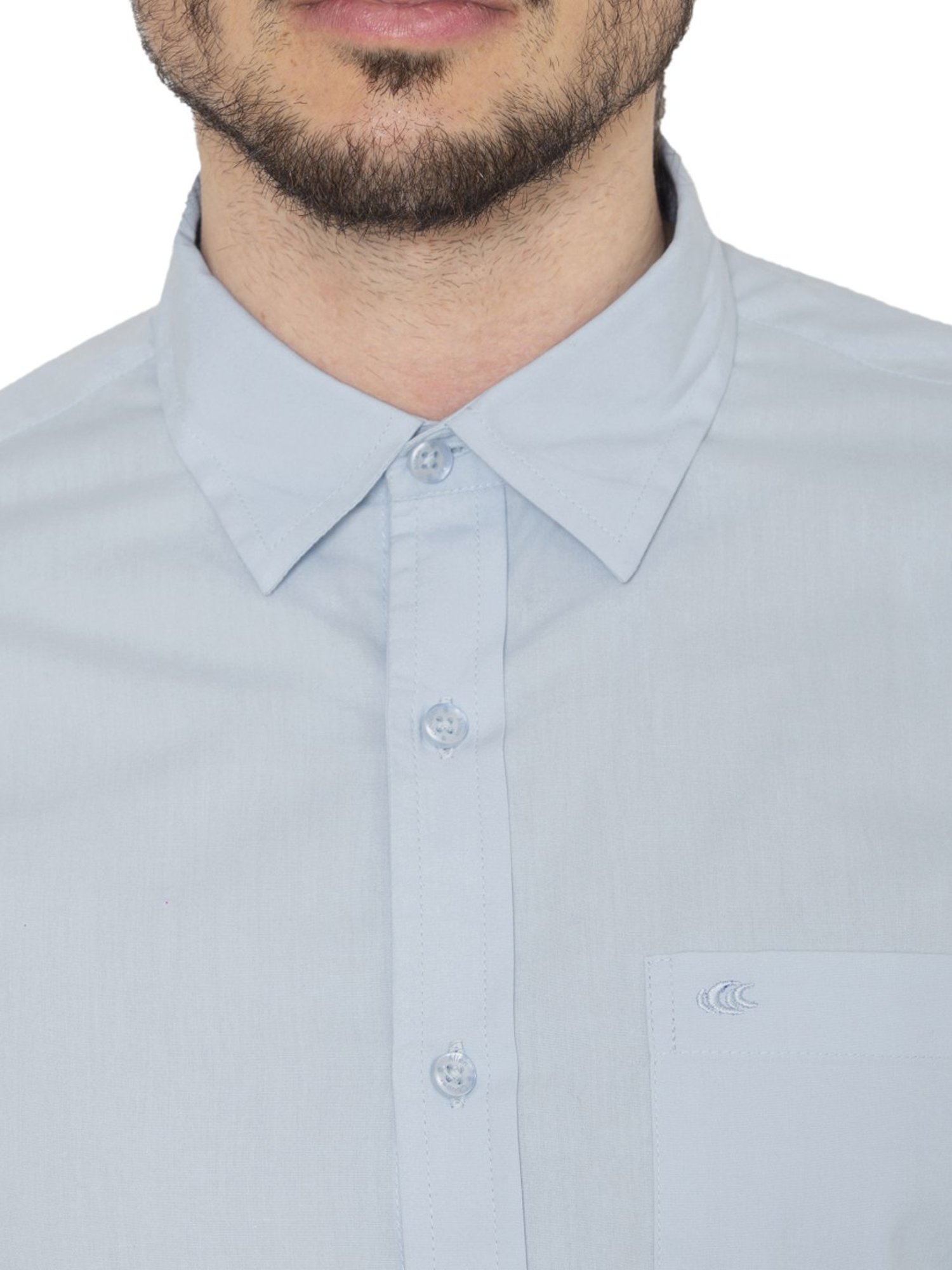 Allen Cooper Blue Cotton Regular Fit Shirts