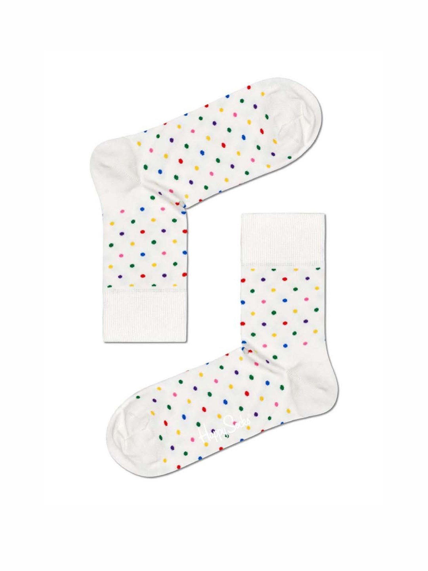 Happy Socks Dot Half Crew White Cotton Printed Socks (41-46)