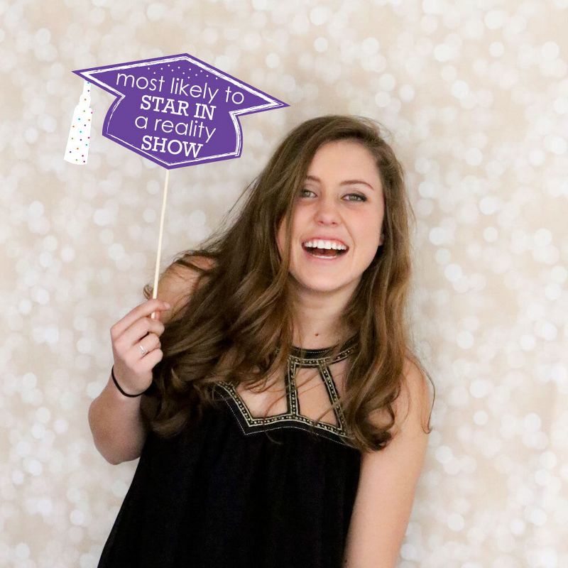 Big Dot of Happiness Hilarious Hats Off Grad Caps - Graduation Photo Booth Props Kit - 20 Count