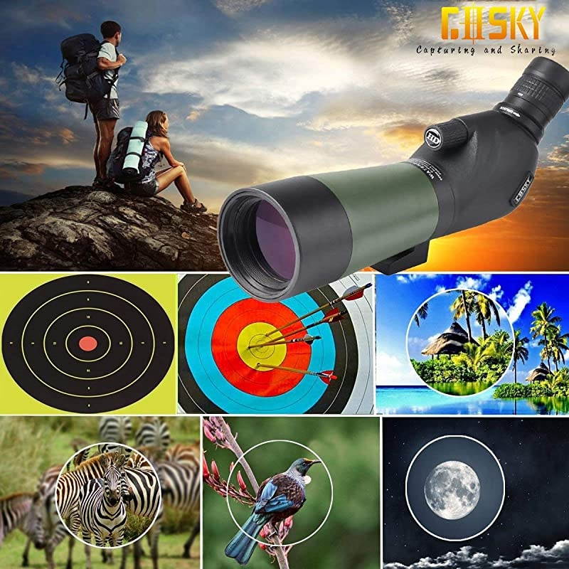 2060x60 HD Spotting Scope with Tripod Carrying Bag and Scope Phone Adapter BAK4 45 Degree Angled Eyepiece Telescope  Shooting Hunting Bird Watching Wildlife Scenery